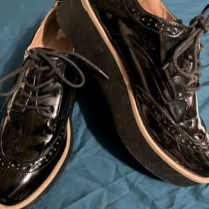 Patten leather  shoes